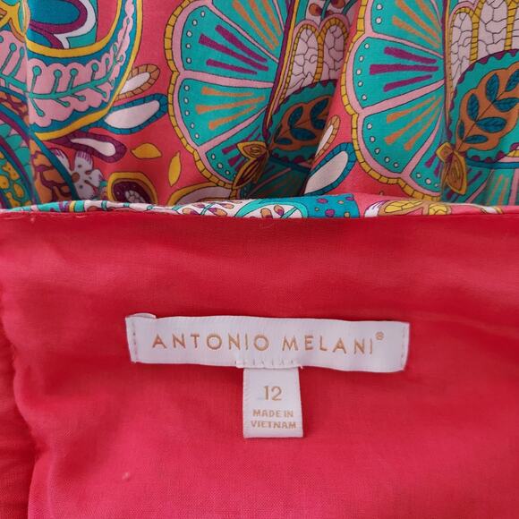 Antonio Melani Orange & Blue Paisley Halter Dress Size 12 - Picture 9 of 10